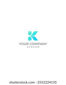 K LETTER ABSTRACT BLUE LOGO