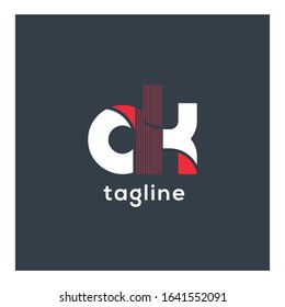A k, A & K letter abstract elegant design round joint linear logo