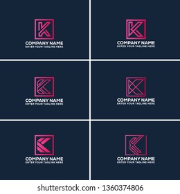 K Letter Abstract Logo Design Sets- Vector