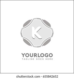 K letter alarm clock typography logo design. Clock icon brand identity. Vintage vector illustration on white background.