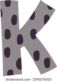 K Letter Alphabet With Animal Skin Pattern Vector Illustration