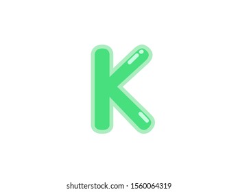 K letter alphabet green candy jelly glossy vector isolated on white background 