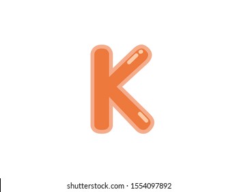 K letter alphabet orange candy jelly glossy vector isolated on white background 