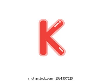 K letter alphabet red candy jelly glossy vector isolated on white background 