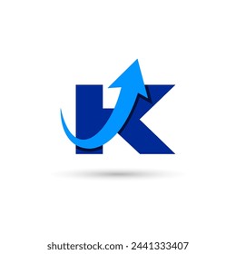 K Carta con Flecha Logo Plantilla Ilustración Vector Diseño