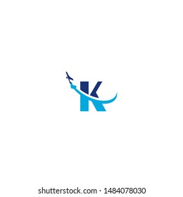 K Letter Arrow Plane Logo Inspirations
