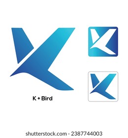 	
Diseño de logotipo de forma de pájaro de letra K