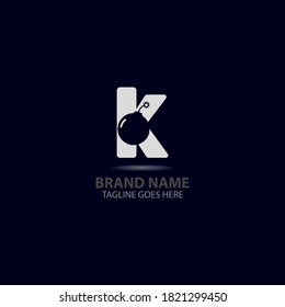 K Letter With Boom Logo Creative Alphabet Concept Design