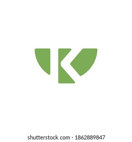 K Letter In Bowl Cup Shape Nature Healthy Food Restaurant Logo Vector Design