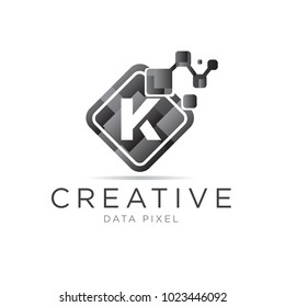 k letter box pixel logo