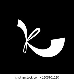 K letter with Calligraphic stroke. Letter k