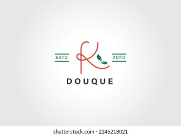 K letter calligraphy minimal monogram emblem style vector logo.