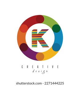 K letter Circle logo design with circle with colorful logo