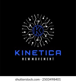 K letter Circle Tech Network Logo vector icon illustration