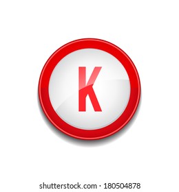 K letter Circular Vector Red Web Icon Button