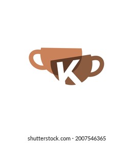 K Letter Coffee Cup Overlapping Color Logo Vector Icon Illustration