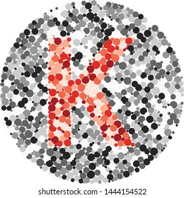 K letter color distributed circles dots illustration