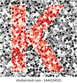 K letter color distributed circles dots illustration