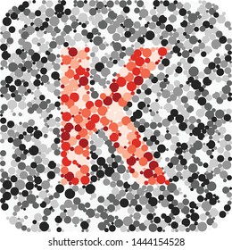 K letter color distributed circles dots illustration