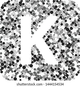 K letter color distributed circles dots illustration