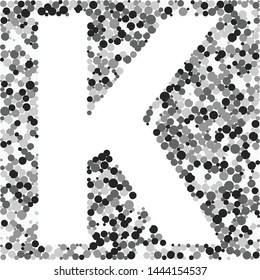 K letter color distributed circles dots illustration