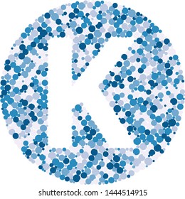 K letter color distributed circles dots illustration