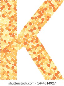 K letter color distributed circles dots illustration