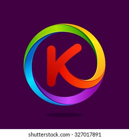 K letter colorful logo in the circle. Vector design template elements for your application or corporate identity.