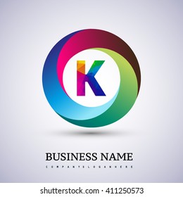 K letter colorful logo in the circle. Vector design template elements for your application or company identity.