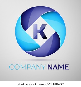 K letter colorful logo in the circle. Vector template for your design