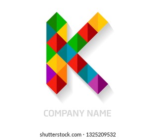 K letter colorful logo design. Template elements for your application or company identity.