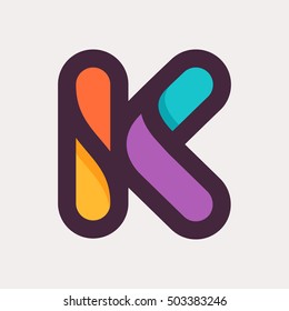 K letter colorful logo. Flat style design. Creative typographic elements for posters, t-shirts and cards.