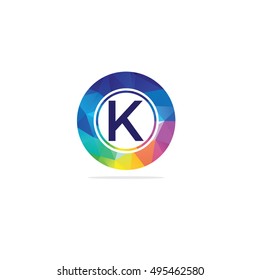 K Letter colorful logo in the hexagonal. Polygonal letter K