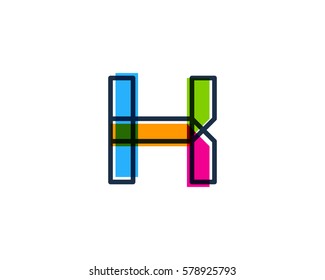 K Letter Colorful Overlay Shape Vector Logo Design Element