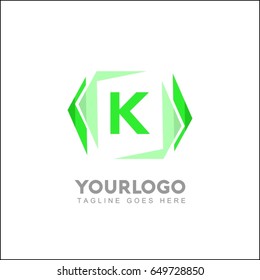 K letter creative brand. Abstract trendy green logo design element . Vector illustration for business company visual identity