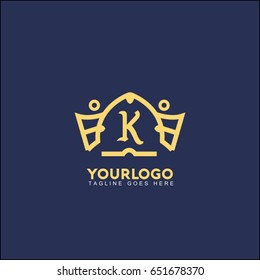 K letter creative king crown logo. Royal Palace Vector illustration.