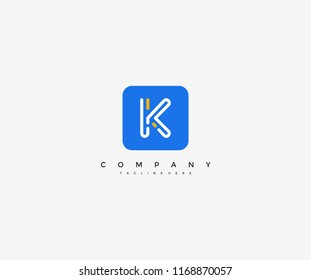 K letter creative line dynamic modern application logo