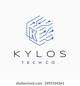 k letter Cube Tech Logo vector icon illustration