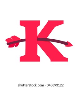 K letter with curved arrow. Vector design template elements for your application or corporate identity.