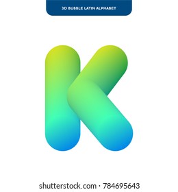 K letter design.Soft bubble 3D alphabet on a white background. Vector isolated letters.