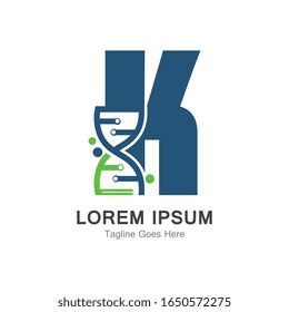 K letter with DNA logo creative design template