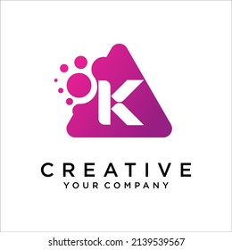 K letter with dots icon logo design template