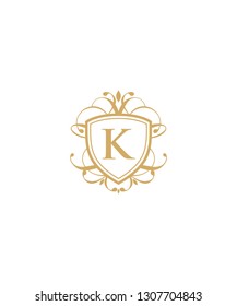 K Letter With Elegant Shield Logo Icon 001