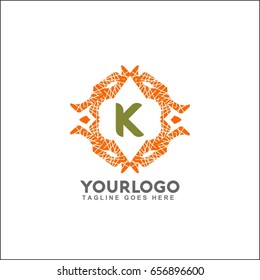 K letter emblem of the weaving circle. Monogram design for Royalty, business card, Boutique, Hotel, Heraldic, Web design, Jewelry. Vector illustration