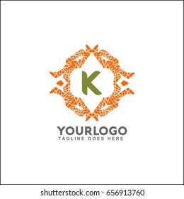 K letter emblem of the weaving circle. Monogram design for Royalty, business card, Boutique, Hotel, Heraldic, Web design, Jewelry. Vector illustration