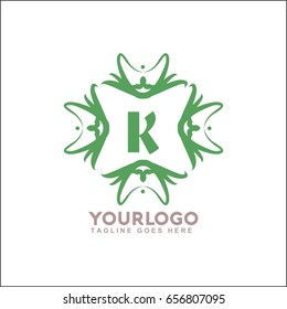 K letter emblem of woven circle. Monogram design element, graceful template. Simple logo design for Royalty, business card, Boutique, Hotel, Heraldic, Web design. 
