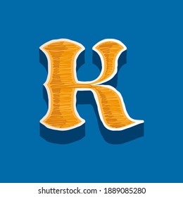 K letter embroidered logo in classic collegiate or sports style. Retro font perfect to use in any university team labels, champ posters, tackle identity, etc.