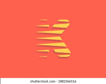 K letter fast, speed motion logo. Sport style futuristic obliques design useful for delivery posters, industrial, racing identify and more