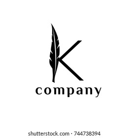 K letter feather vector logo design template