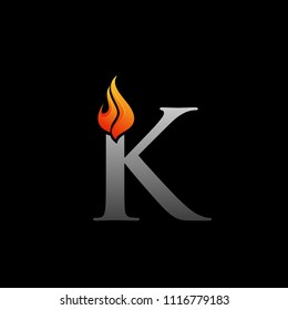 K Letter Fire Logo